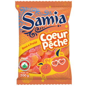Bonbons coeur de pêche halal 200 g Samia